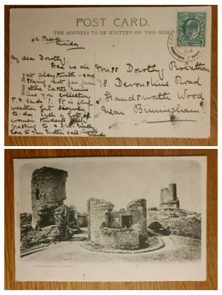 Old Postcard Of Aberystwyth Castle 1905 With Stamp And Post Mark.