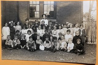 Vintage 1912 Rppc Real Photo Postcard Young Children Class Picture