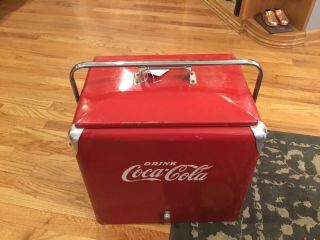 Vintage Metal Coca Cola Cooler With Bottle Opener,  Tray.