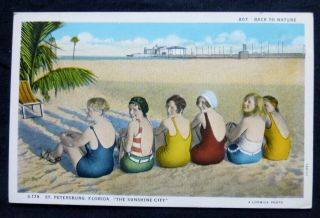 Vintage Pinup,  Back To Nature,  6 Cute Bathing Beauties,  Circa 1920 