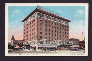 Old Vintage Postcard Of Spaulding Hotel Michigan City Indiana In
