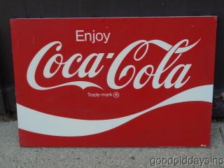 Vintage Enjoy Coca - Cola Tin Metal Advertising Sign 36 " X 24 " Coke