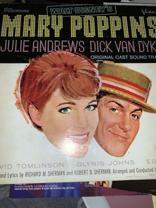 Vintage Walt Disney Prod.  Mary Poppins Soundtrack Vinyl Vista 1964 Euc