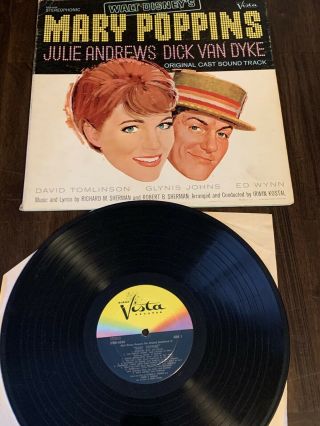 Vintage Walt Disney Prod.  Mary Poppins Soundtrack Vinyl Vista 1964 EUC 2