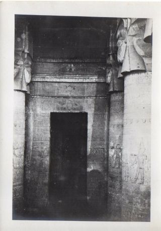 51714.  Vintage 1890 Platinotype Photo Interior Of Temple Giza Egypt 5 " X 7 "