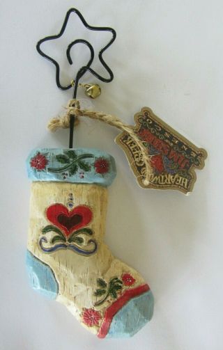 2003 Jim Shore White Stocking Heart Christmas Ornament 113466 With Tags