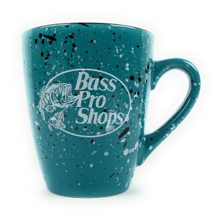 Bass Pro Shops Large 20 Oz.  Coffee Mug Cup Blue Turquoise Ceramic Fisherman