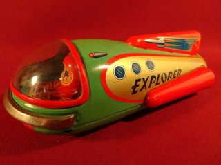 Vintage 1960s Space Explorer Mt Modern Toys Tin Litho Friction Space Car Rare