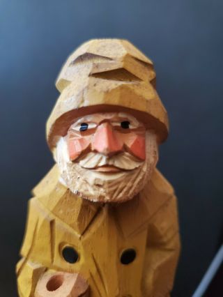 Hand Carved Wood Old Man Of The Sea Captain Mariner Navy Sailor Vintage
