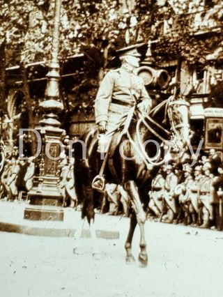 WWI Glass Stereoview Photo Slide General Pershing Horse Victory Parade France 3