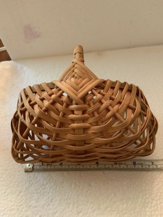 Vintage Handmade Cane Butt Egg Basket Small Approx.  7” X7”