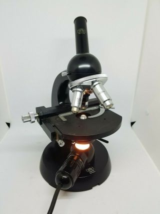 Vintage Carl Zeiss Microscope With 3 Objectives
