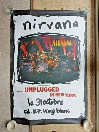 Large Vintage Music Poster Nirvana Mtv Unplugged Geffen French (rare)