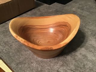 Vintage Hand Carved Turned Wooden Knobby Burl Wood Bowl,  Wisconsin