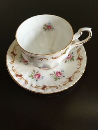 Vintage Rosina Bone China Rose Tea Cup And Saucer Gold Trim Made In England