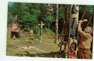Ny Old Forge York Vintage Post Card - Enchanted Forest Totem Poles