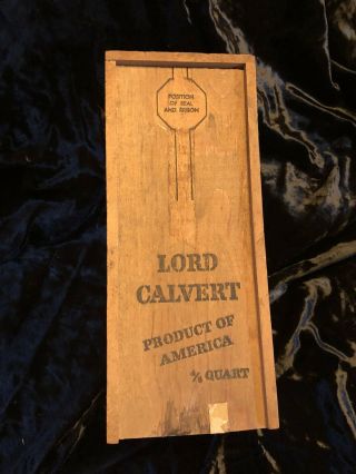 Vintage Antique Wood Wooden Lord Calvert Liquor Bottle Advertising Box Case