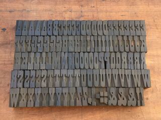 Antique Vtg Clarendon Wood Letterpress Print Type Block A - Z Letters Alphabet Set