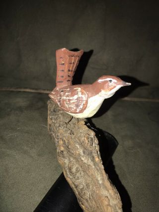 Vintage Handcarved Wood Bird On Preserved Driftwood.  For Details.