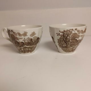 Rare 1979 Cotswold Brown teacup set of 2 made in England by Johnson Brothers 2