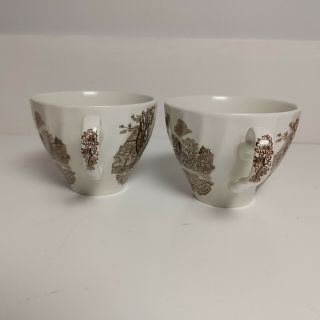 Rare 1979 Cotswold Brown teacup set of 2 made in England by Johnson Brothers 3