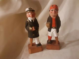 4 3/4 " Vintage Penco Carved Wooden Sea Captain & Pirate Nautical Figures