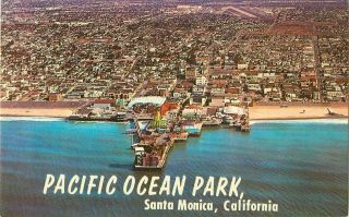 Aerial View,  Pacific Ocean Park,  Santa Monica,  California Vintage Postcard