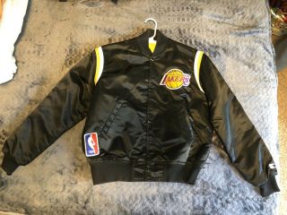 Los Angeles Lakers Vintage Starter Silk Bomber Jacket Rare Nba 2020 Champions