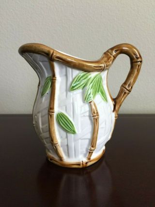 Vintage Bamboo With Leaves Jug Small Made In Japan Multi Color