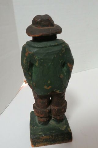 Vintage 1939 Hand Carved Painted Wooden Figurine Man Dressed Up Hat 5.  5 " Signed