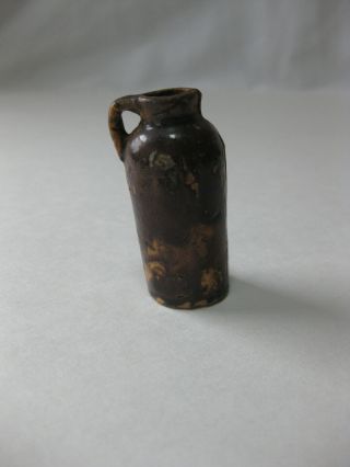 Vintage Antique Tiny Miniature Brown Glazed Stoneware Jug