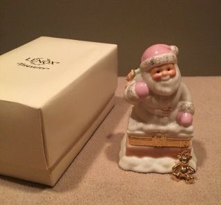 Lenox Treasures Santa’s Special Delivery Trinket Box,  Teddy Bear Charm Euc