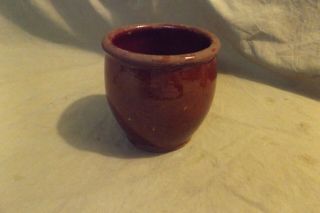 Antique Early 19th C 4x4 " Redware Apple Butter Crock Pa Pumpkin No Chips