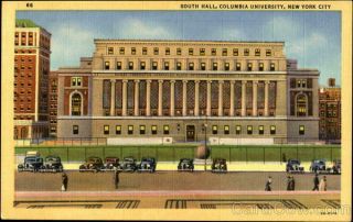 York,  Ny South Hall,  Columbia University Alfred Mainzer Linen Postcard Vintage