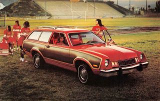 1978 Pinto Wagon Football Cheerleaders Champaign Il Car Ad Ford Vintage Postcard