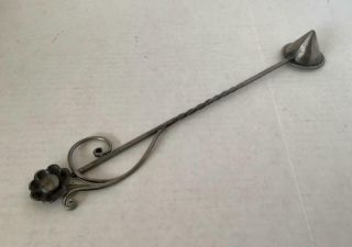 Pewter Handcrafted Art & Crafts Style Candle Snuffer,  Flower Handle