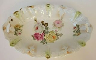 Germany Hand Painted Porcelain Vegetable,  Celery Dish,  Bowl,  Roses