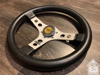 Oba 350mm Black Leather Steering Wheel Vintage Rare Nardi Momo