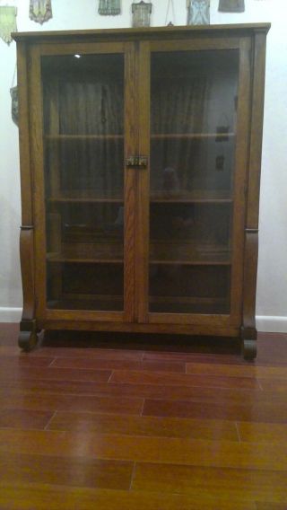 Vintage Oak Glass Fronted China Cabinet