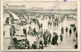 Vintage 1905 Atlantic City Jersey Postcard " A Busy Day " Bathing Beach Scene