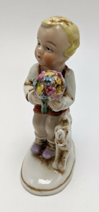 Vintage German Germany Porcelain Boy Dog Figurine Grafenthal ? 2