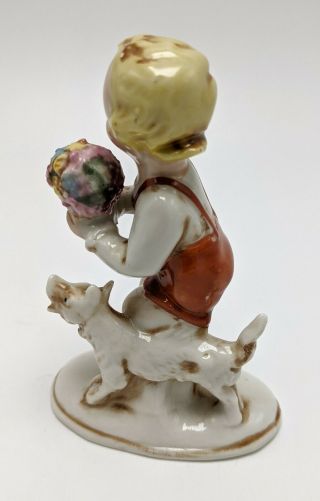 Vintage German Germany Porcelain Boy Dog Figurine Grafenthal ? 3