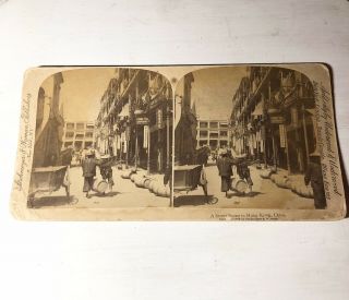 Stereoview Card A Street Scene In Hong Kong China 1896 Underwood (1)