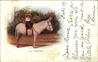 Cowboy/western 1907 A Rough Rider Antique Postcard 1c Stamp Vintage Post Card