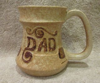 1970s Pottery Craft Usa Dad Coffee Mug Stoneware Hippie Speckle Striped Cup A,