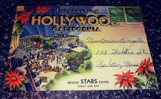 Vintage Hollywood Fold - Out Linen Post Cards 1940 