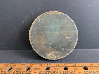 Antique Pantry Box Or Firkin Lid Only,  6 " Diameter,  Old Green Paint,  1