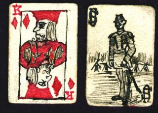Antique? Hand Made Miniature Playing Cards,  One - Of - A - Kind,  Usa