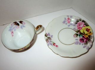 Vintage SAJI Tea Cup and Saucer Floral Roses Made in Occupied Japan 2