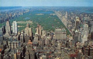 Vtg Postcard Birds Eye View York City Central Park Manhattan Ny / B4